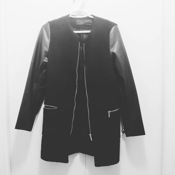 ZARA Mix Leather Knit Coat - Picture 1 of 1